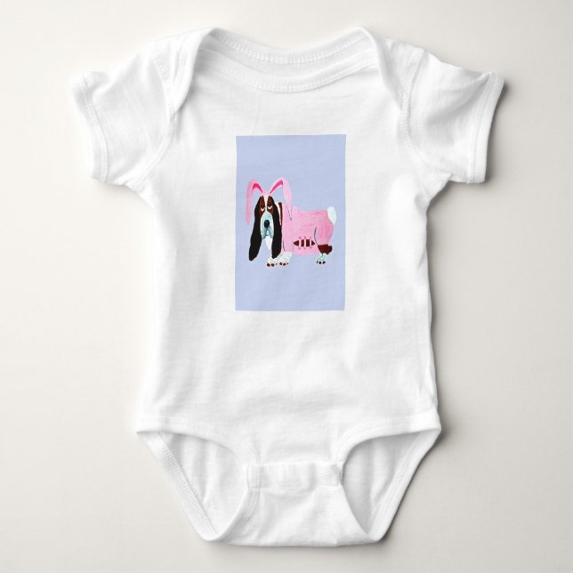 Basset Hound in bunny costume Baby Bodysuit (Front)