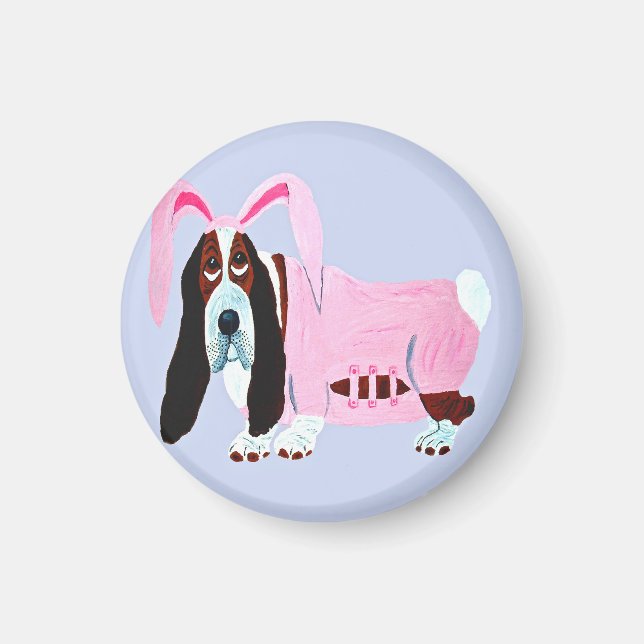 Basset Hound in Bunny suit Magnet (Front)