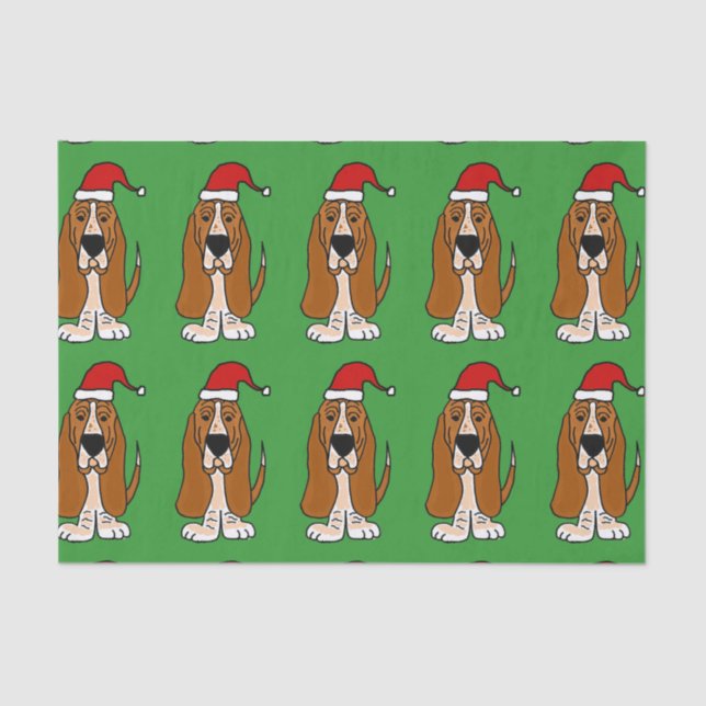 Basset Hound in Santa Hat Christmas Tissue Paper (Front)