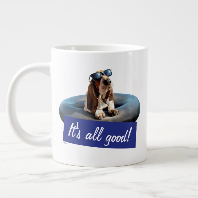 Basset Hound In Sunglasses Large Coffee Mug (Left)