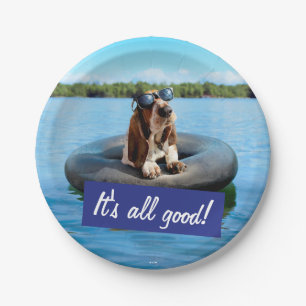 Basset Hound In Sunglasses Paper Plate