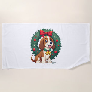 Basset Hound Jingle Bells Beach Towel