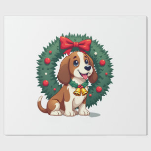 Basset Hound Jingle Bells Wrapping Paper