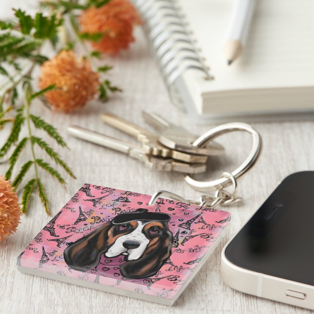 Basset Hound Key Ring (Front Right)
