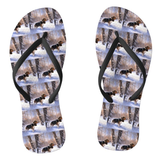 Basset Hound Let It Snow Christmas Jandals (Footbed)