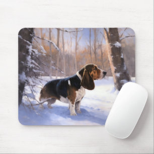 Basset Hound Let It Snow Christmas Mouse Pad