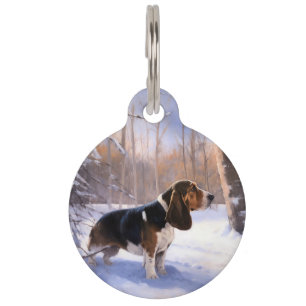 Basset Hound Let It Snow Christmas Pet Tag