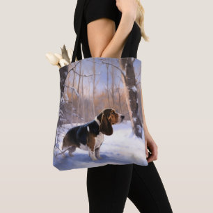 Basset Hound Let It Snow Christmas Tote Bag