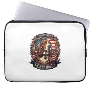 Basset Hound Loyalty Honour Dog American Flag Shie Laptop Sleeve