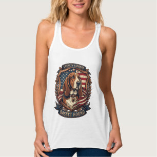 Basset Hound Loyalty Honour Dog American Flag Shie Singlet