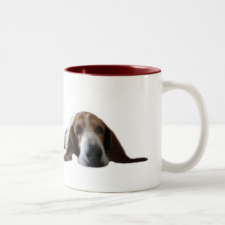 Basset Hound lying down Two-Tone Coffee Mug
