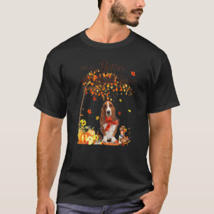Basset Hound Maple Tree Thanksgiving Day Cute Dog T-Shirt