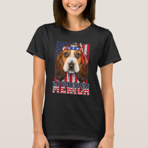 Basset Hound Merica 4th Of July Dog Patriotic Flag T-Shirt