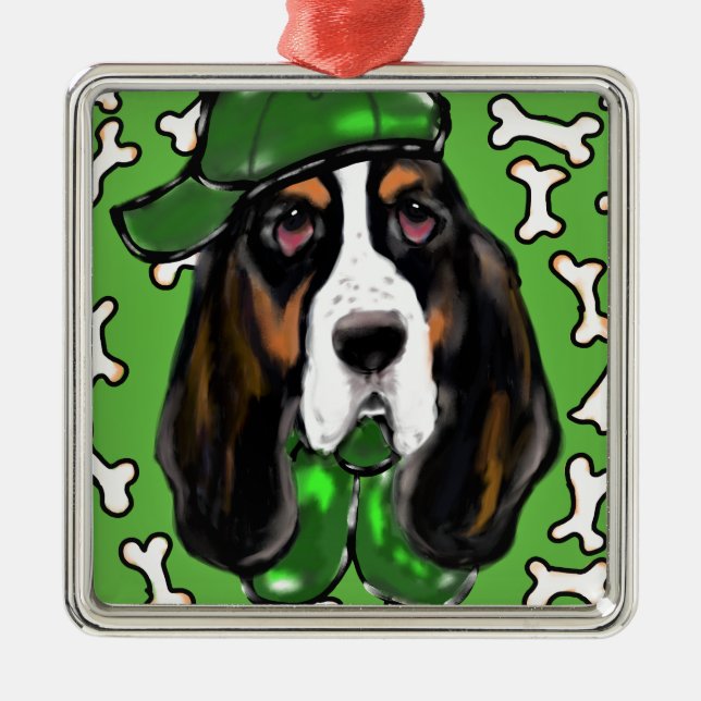 Basset Hound Metal Tree Decoration (Front)
