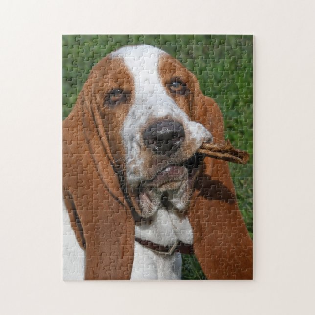 Basset Hound Morning Chew Jigsaw Puzzle (Vertical)