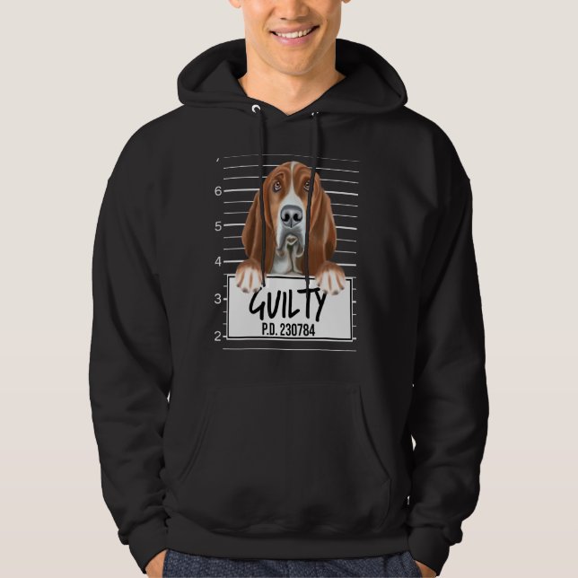 Basset Hound Mugshot Guilty Dog Hoodie (Front)