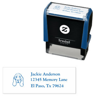 BASSET HOUND Name and Return Address Self-inking Stamp