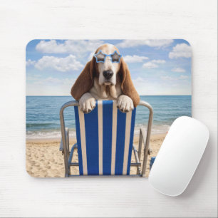 Basset Hound on Beach Chair Mouse Pad