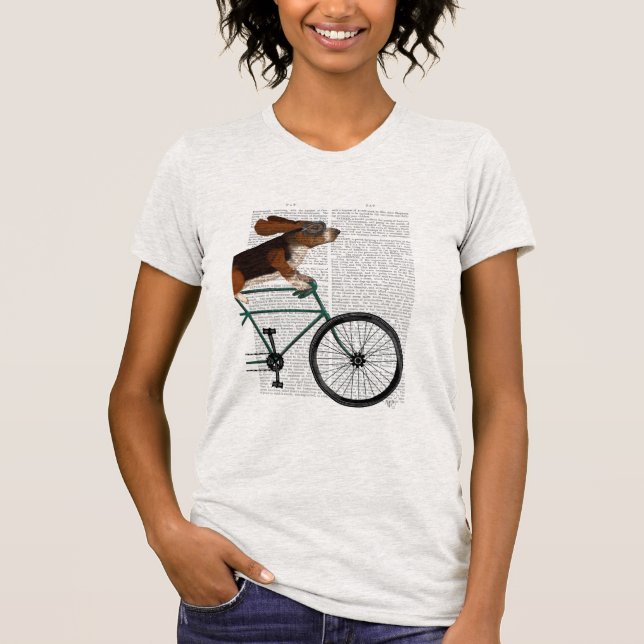 Basset Hound on Bicycle T-Shirt (Front)