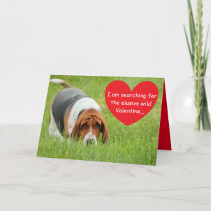 Basset hound on funny Valentine's Day card