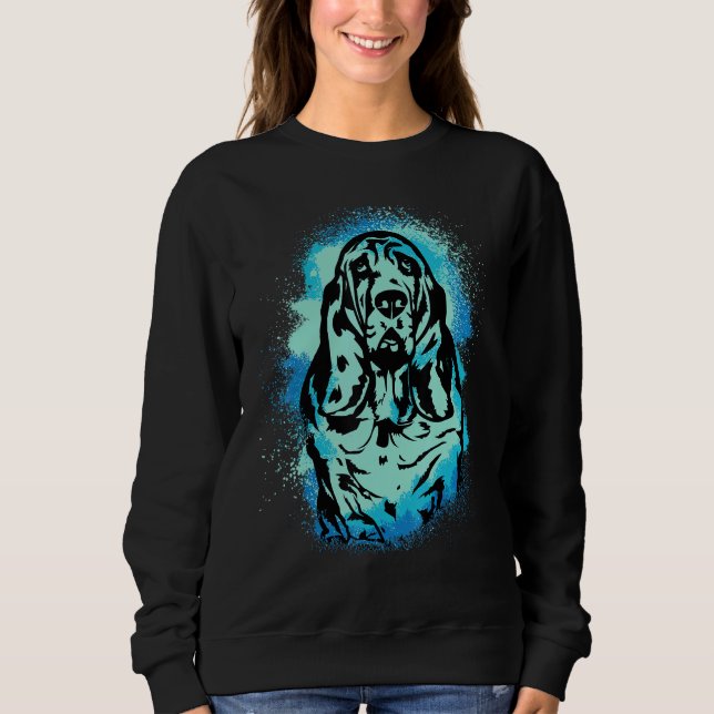 Basset Hound Paint Blue Design Dog Mom Dad Sweatshirt (Front)