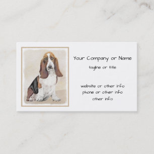 Basset Hound Painting - Cute Original Dog Art Business Card