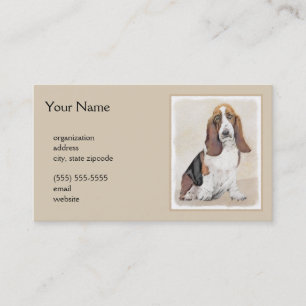 Basset Hound Painting - Cute Original Dog Art Business Card