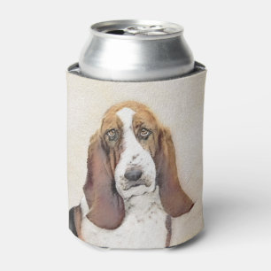 Basset Hound Painting - Cute Original Dog Art Can Cooler