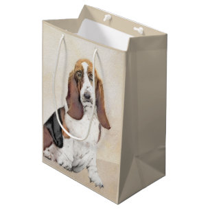 Basset Hound Painting - Cute Original Dog Art Medium Gift Bag
