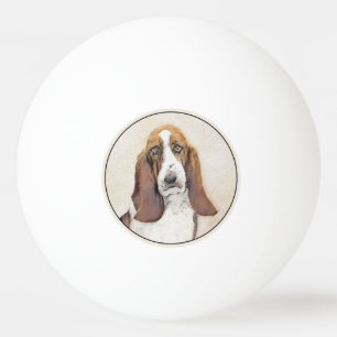 Basset Hound Painting - Cute Original Dog Art Ping Pong Ball