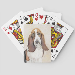 Basset Hound Painting - Cute Original Dog Art Playing Cards