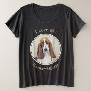 Basset Hound Painting - Cute Original Dog Art Plus Size T-Shirt