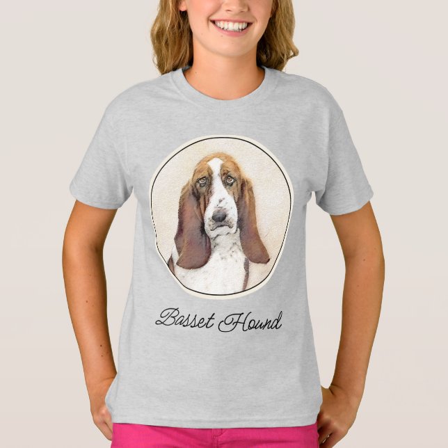 Basset Hound Painting - Cute Original Dog Art T-Sh T-Shirt (Front)