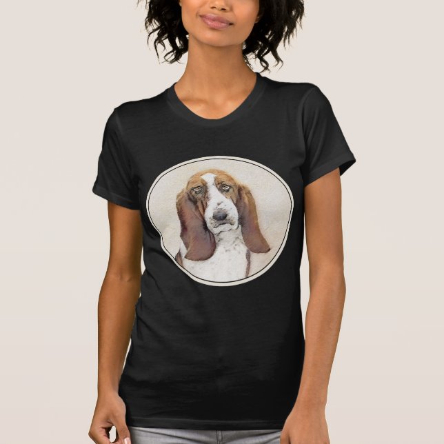 Basset Hound Painting - Cute Original Dog Art T-Shirt (Front)