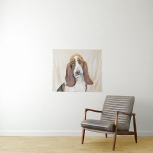 Basset Hound Painting - Cute Original Dog Art Tapestry