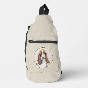Basset Hound Painting Tri Tri-colour Cute Dog Art Sling Bag