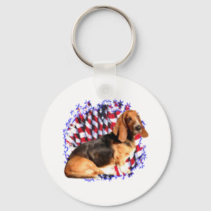 Basset Hound Patriot Key Ring