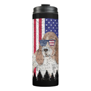 Basset Hound Patriotic Dog USA Pride American Flag Thermal Tumbler