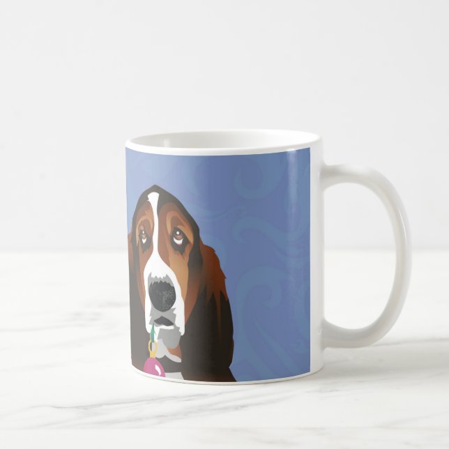 Basset Hound Peace Love Joy Christmas Design Coffee Mug (Right)