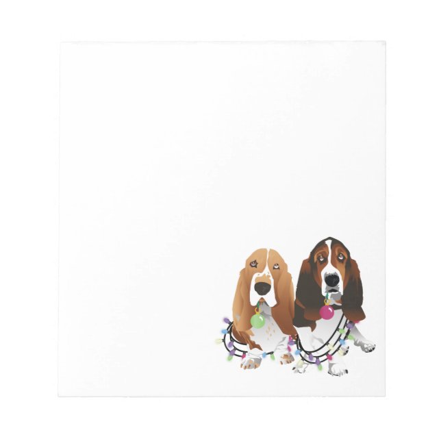 Basset Hound Peace Love Joy Christmas Design Notepad (Front)