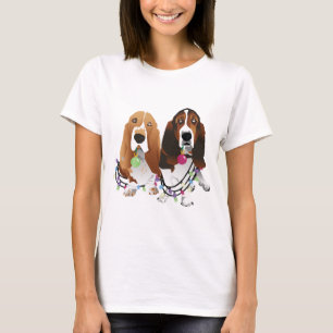 Basset Hound Peace Love Joy Christmas Design T-Shirt