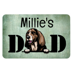 Basset Hound Peeking Personalised Dad Magnet