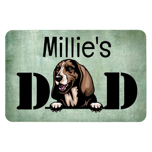 Basset Hound Peeking Personalised Dad  Magnet (Horizontal)