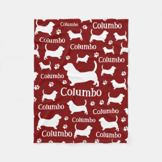 Basset Hound Personalised Dog Blanket Cranberry