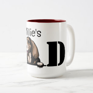 Basset Hound Personalised Peeking Dad Two-Tone Coffee Mug