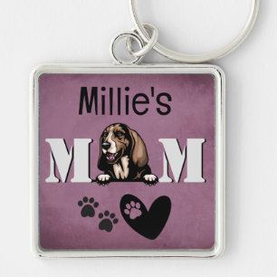 Basset Hound Personalised Peeking Key Ring