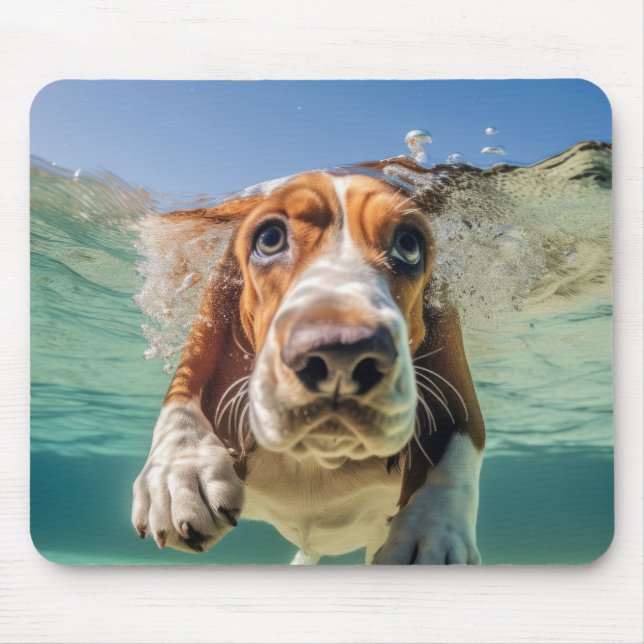 Basset Hound Pet Dog Animal Fun Playing  Mouse Pad (Front)