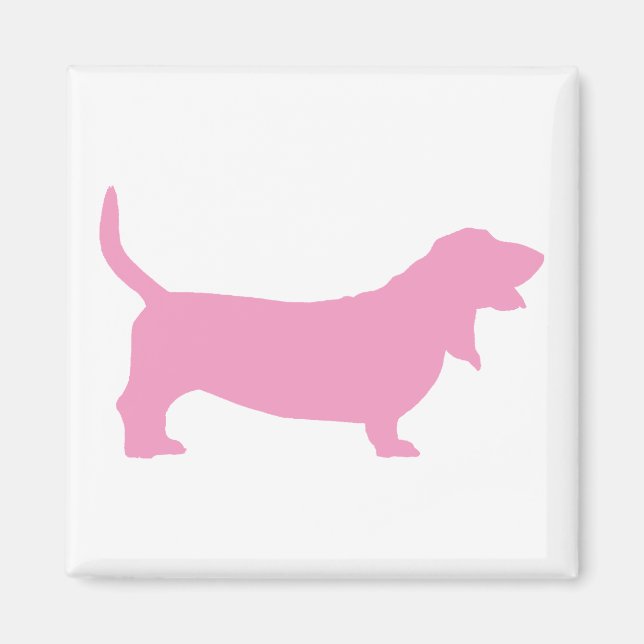 Basset Hound (pink) Magnet (Front)