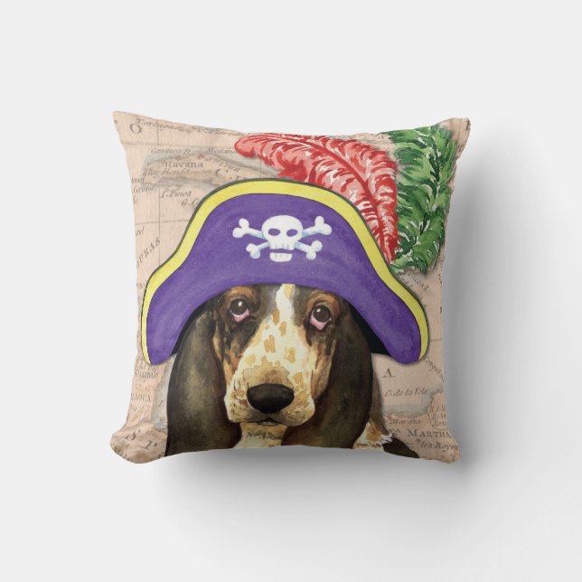 Basset Hound Pirate Cushion (Front)