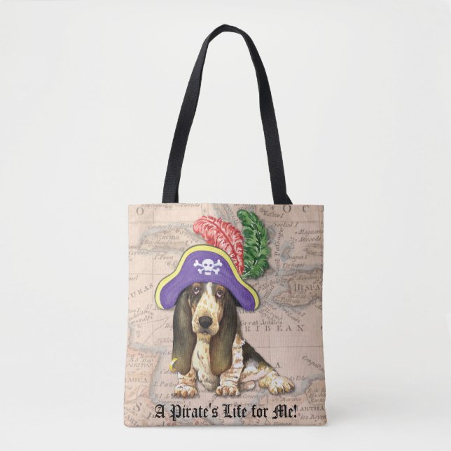 Basset Hound Pirate Tote Bag (Front)
